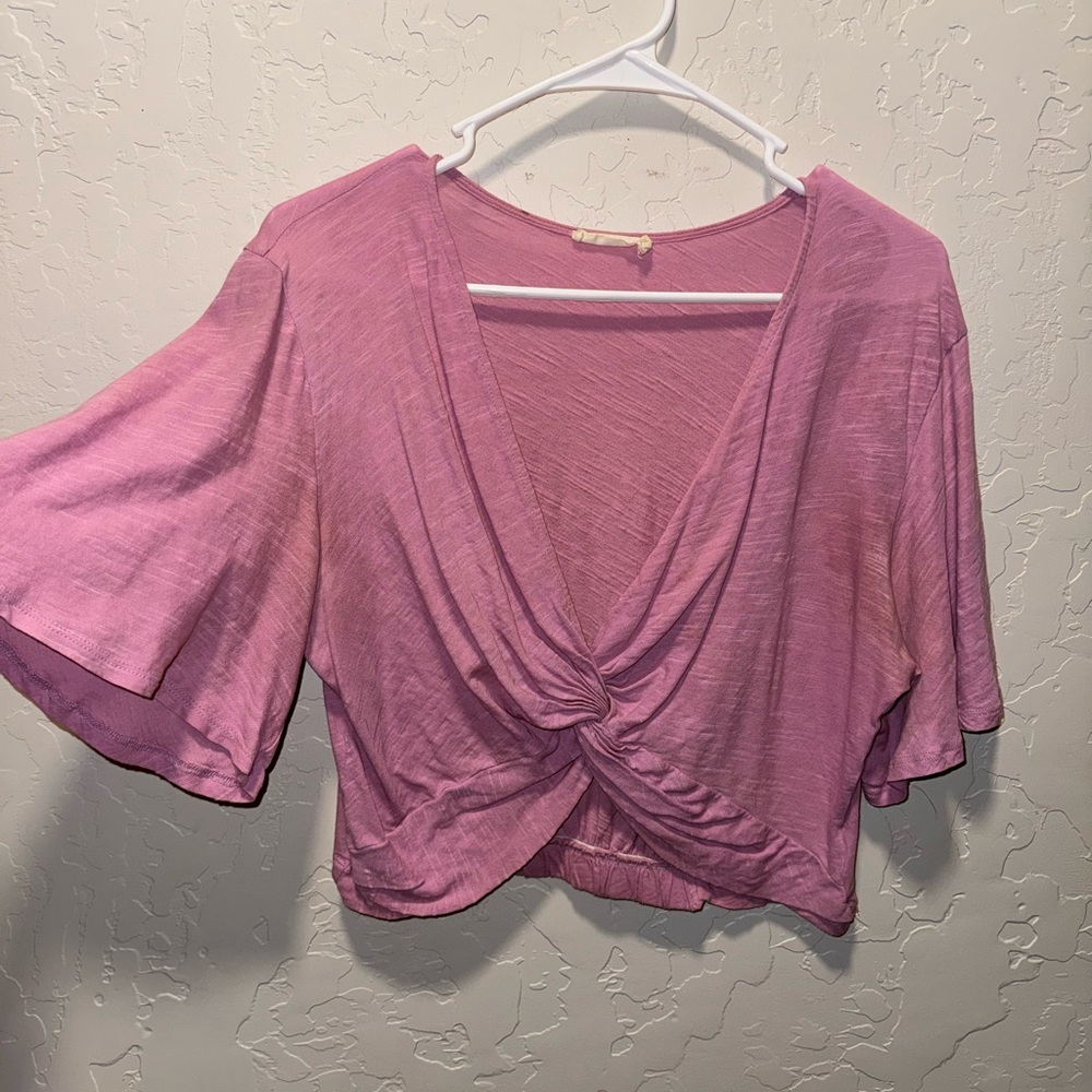 Lush Mauve Twist Front Crop Top